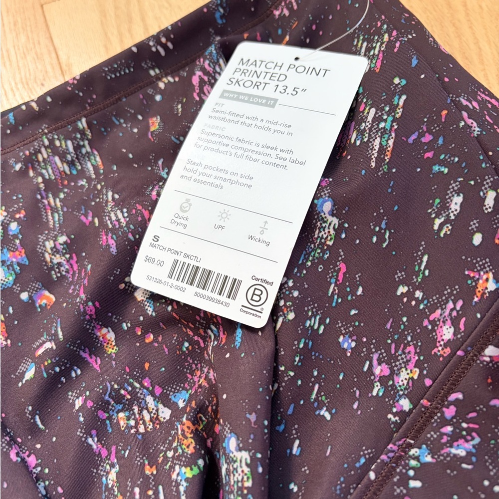 Athleta Match Point Printed Skort 13.5 Size Small Tennis Golf Running - Picture 2 of 4